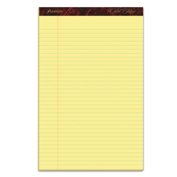 Gold Fibre Quality Writing Pads, Wide/legal Rule, 50 Canary-Yellow 8.5 X 14 Sheets, Dozen