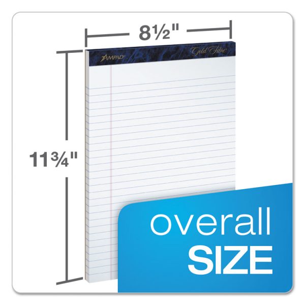 Gold Fibre Writing Pads, Wide/legal Rule, 50 White 8.5 X 11.75 Sheets, 4/pack - Image 2