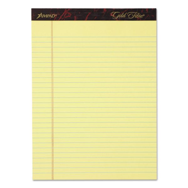 Gold Fibre Writing Pads, Wide/legal Rule, 50 Canary-Yellow 8.5 X 11.75 Sheets, 4/pack