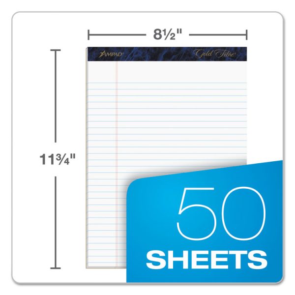 Gold Fibre Quality Writing Pads, Wide/legal Rule, 50 White 8.5 X 11.75 Sheets, Dozen - Image 2