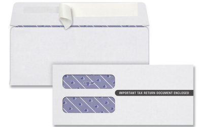 1099 Double Window Envelope, Commercial Flap, Self-Adhesive Closure, 3.75 x 8.75, White, 24/Pack