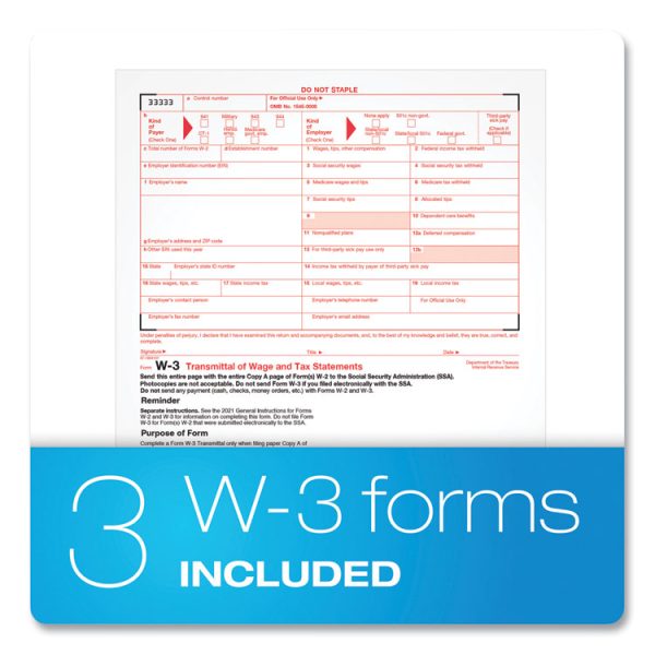 W-2 Tax Forms Kit with Envelopes, Fiscal Year: 2023, Six-Part Carbonless, 8.5 x 5.5, 2 Forms/Sheet, 24 Forms Total - Image 5