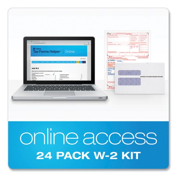 W-2 Tax Forms Kit with Envelopes, Fiscal Year: 2023, Six-Part Carbonless, 8.5 x 5.5, 2 Forms/Sheet, 24 Forms Total - Image 2