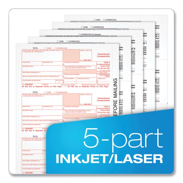 1099-NEC Online Tax Kit, Fiscal Year: 2023, Five-Part Carbonless, 8.5 x 3.5, 3 Forms/Sheet, 24 Forms Total - Image 6