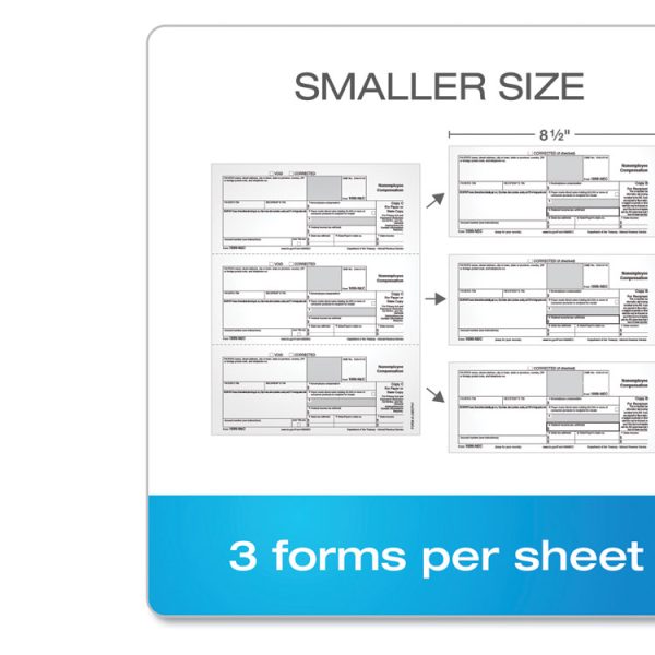 1099-NEC Online Tax Kit, Fiscal Year: 2023, Five-Part Carbonless, 8.5 x 3.5, 3 Forms/Sheet, 24 Forms Total - Image 4