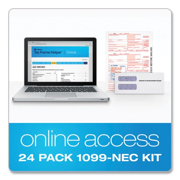 1099-NEC Online Tax Kit, Fiscal Year: 2023, Five-Part Carbonless, 8.5 x 3.5, 3 Forms/Sheet, 24 Forms Total - Image 2