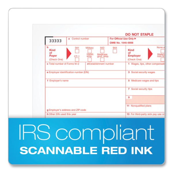 W-2 Tax Forms for Inkjet/Laser Printers, Fiscal Year: 2023, Six-Part Carbonless, 8.5 x 5.5, 2 Forms/Sheet, 50 Forms Total - Image 5