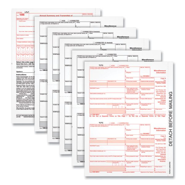 1099-MISC Tax Forms, Fiscal Year: 2023, Five-Part Carbonless, 8.5 x 5.5, 2 Forms/Sheet, 50 Forms Total