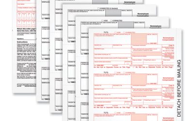 1099-NEC Tax Forms, Fiscal Year: 2023, Five-Part Carbonless, 8.5 x 3.5, 3 Forms/Sheet, 50 Forms Total