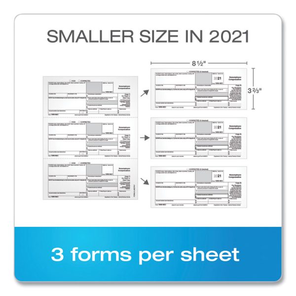 1099-NEC Tax Forms, Fiscal Year: 2023, Five-Part Carbonless, 8.5 x 3.5, 3 Forms/Sheet, 50 Forms Total - Image 4