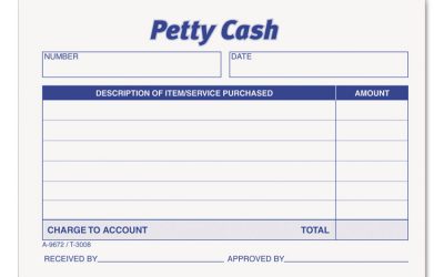 Petty Cash Slips, One-Part (No Copies), 5 x 3.5, 50 Forms/Pad, 12 Pads/Pack