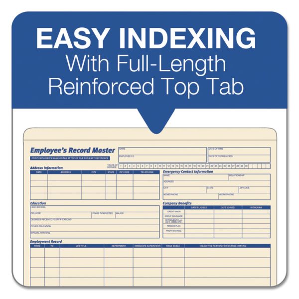 Employee Record Master File Jacket, Straight Tab, Letter Size, Manila, 20/pack - Image 3