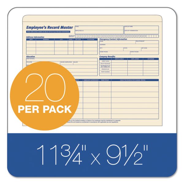 Employee Record Master File Jacket, Straight Tab, Letter Size, Manila, 20/pack - Image 2