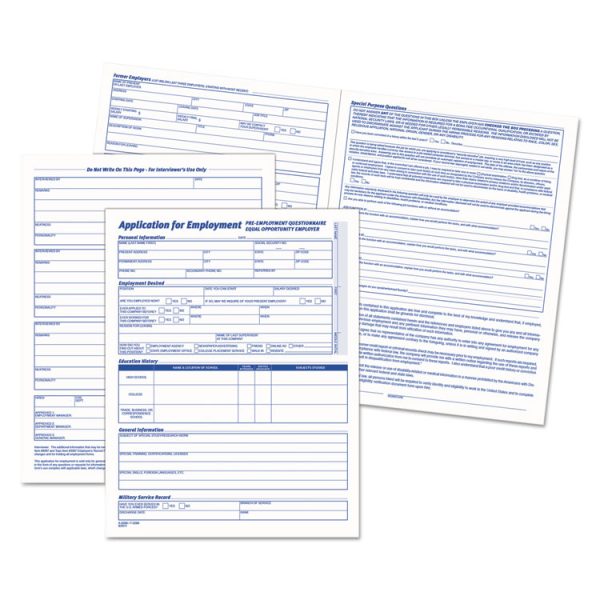 Comprehensive Employee Application Form, One-Part (No Copies), 17 x 11, 25 Forms Total - Image 2