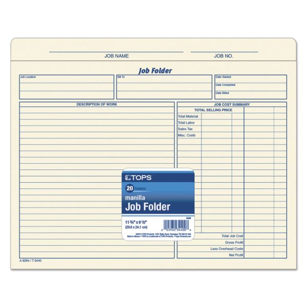 Job Folder, Straight Tabs, Letter Size, Manila, 20/Pack - Image 2