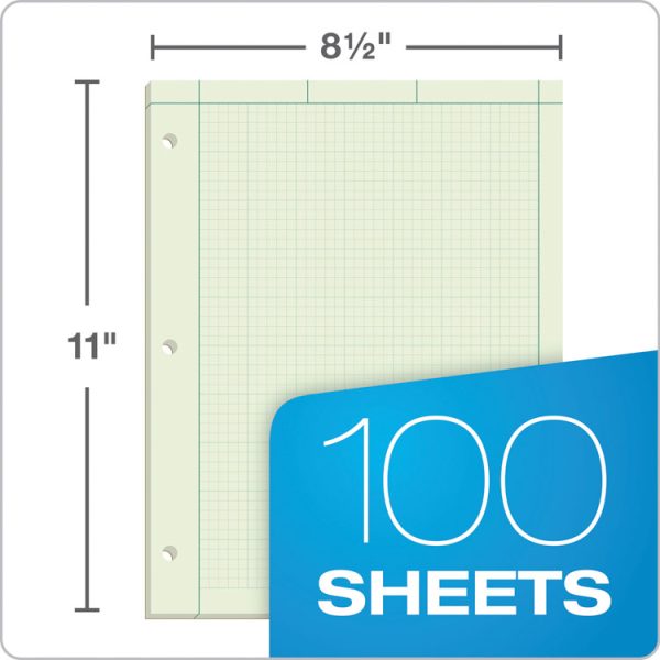 Engineering Computation Pads, Cross-Section Quadrille Rule (5 Sq/in, 1 Sq/in), Green Cover, 100 Green-Tint 8.5 X 11 Sheets - Image 5