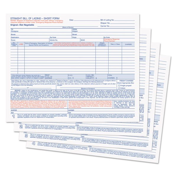 Hazardous Material Short Form, Four-Part Carbonless, 8.5 x 7, 50 Forms Total - Image 2