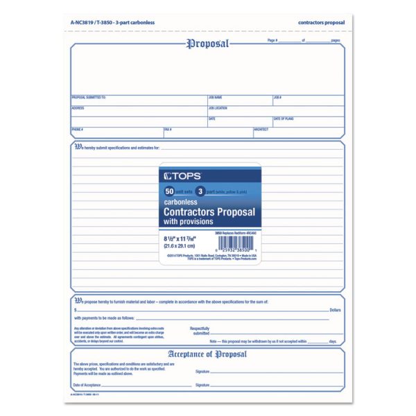 Proposal Form, Three-Part Carbonless, 11 x 8.5, 50 Forms Total - Image 3