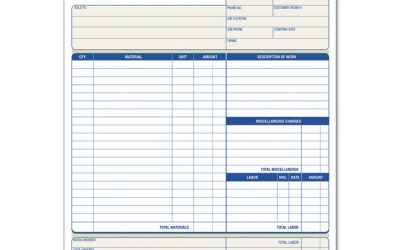 Job Invoice, Snap-Off Triplicate Form, Three-Part Carbonless, 8.5 x 11.63, 50 Forms Total