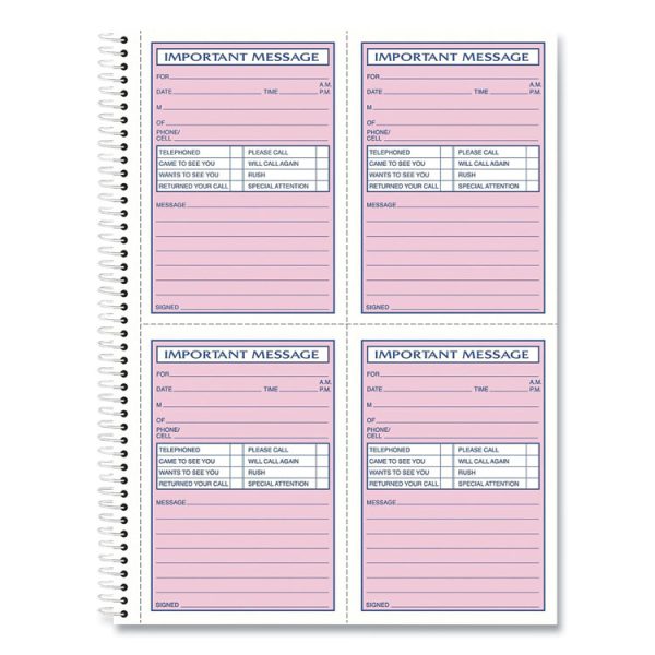 Telephone Message Book with Fax/Mobile Section, Two-Part Carbonless, 3.88 x 5.5, 4 Forms/Sheet, 400 Forms Total - Image 2