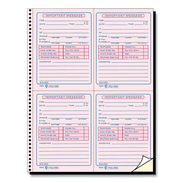 Telephone Message Book with Fax/Mobile Section, Two-Part Carbonless, 3.88 x 5.5, 4 Forms/Sheet, 400 Forms Total - Image 3