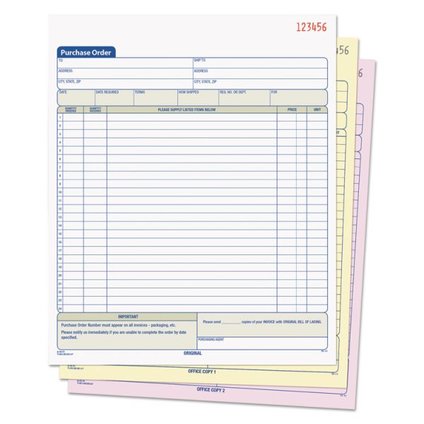 Purchase Order Book, 22 Lines, Three-Part Carbonless, 8.38 x 10.19, 50 Forms Total - Image 2