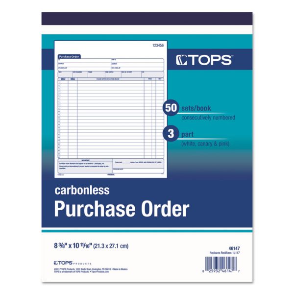 Purchase Order Book, 22 Lines, Three-Part Carbonless, 8.38 x 10.19, 50 Forms Total - Image 3