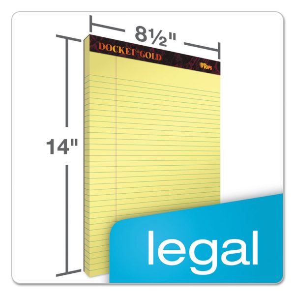 Docket Gold Ruled Perforated Pads, Wide/legal Rule, 50 Canary-Yellow 8.5 X 14 Sheets, 12/pack - Image 5