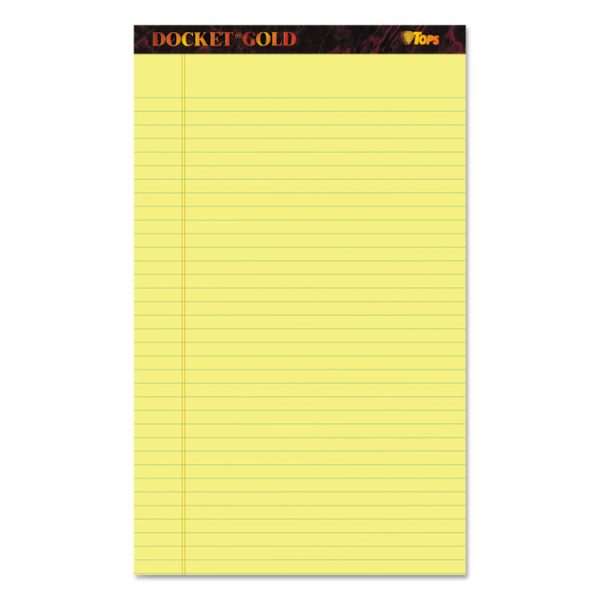 Docket Gold Ruled Perforated Pads, Wide/legal Rule, 50 Canary-Yellow 8.5 X 14 Sheets, 12/pack