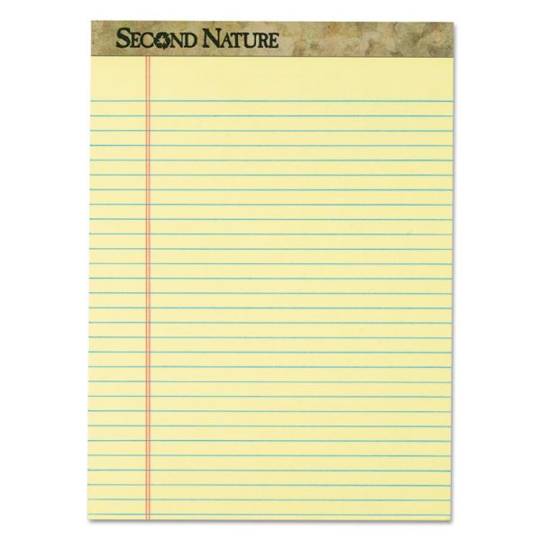 Second Nature Recycled Ruled Pads, Wide/legal Rule, 50 Canary-Yellow 8.5 X 11.75 Sheets, Dozen