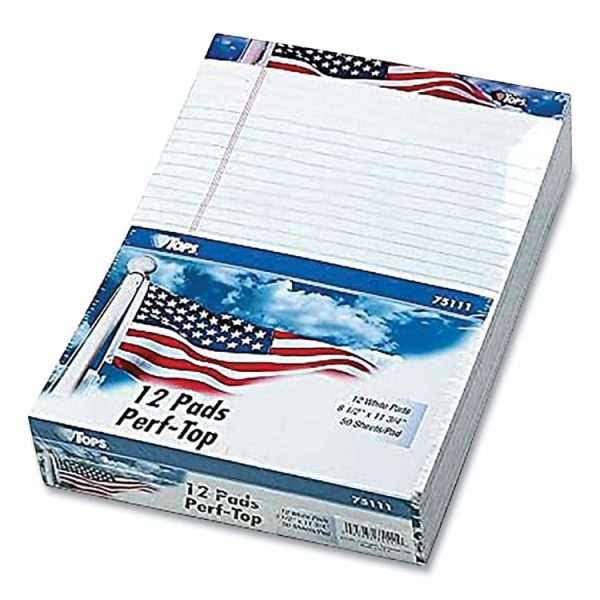 American Pride Writing Pad, Wide/legal Rule, Red/white/blue Headband, 50 White 8.5 X 11.75 Sheets, 12/pack - Image 3