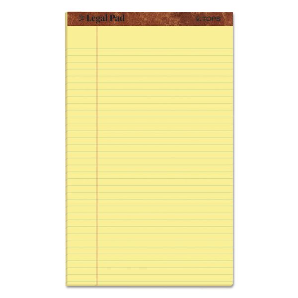 "The Legal Pad" Plus Ruled Perforated Pads With 40 Pt. Back, Wide/legal Rule, 50 Canary-Yellow 8.5 X 14 Sheets, Dozen - Image 2