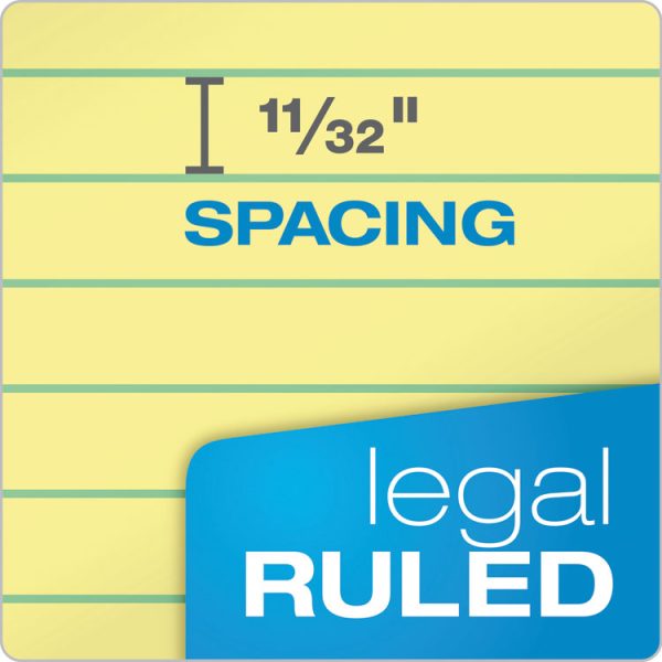 "The Legal Pad" Plus Ruled Perforated Pads With 40 Pt. Back, Wide/legal Rule, 50 Canary-Yellow 8.5 X 14 Sheets, Dozen - Image 4