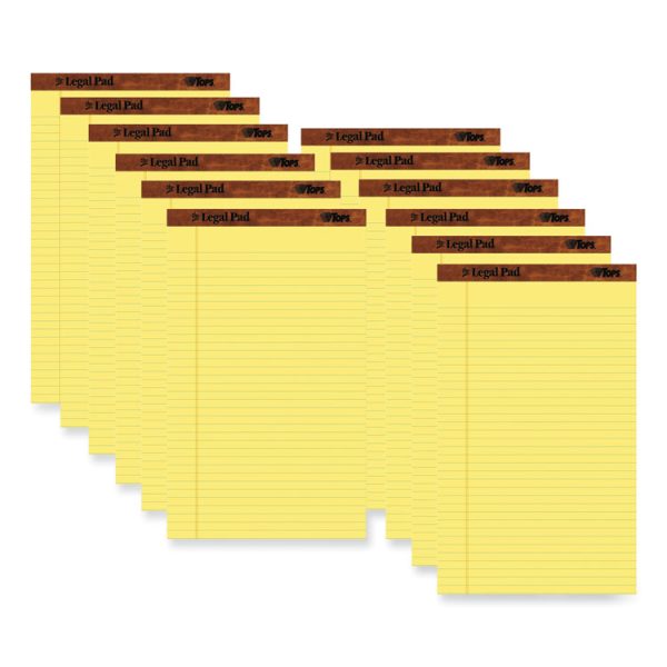 "The Legal Pad" Plus Ruled Perforated Pads With 40 Pt. Back, Wide/legal Rule, 50 Canary-Yellow 8.5 X 14 Sheets, Dozen