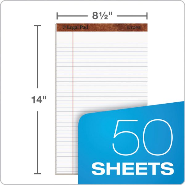 "The Legal Pad" Ruled Perforated Pads, Wide/legal Rule, 50 White 8.5 X 14 Sheets, Dozen - Image 2