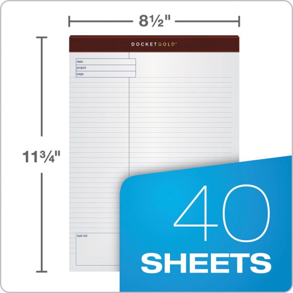 Docket Gold Planning Pads, Project-Management Format, Quadrille Rule (4 Sq/in), 40 White 8.5 X 11.75 Sheets, 4/pack - Image 4