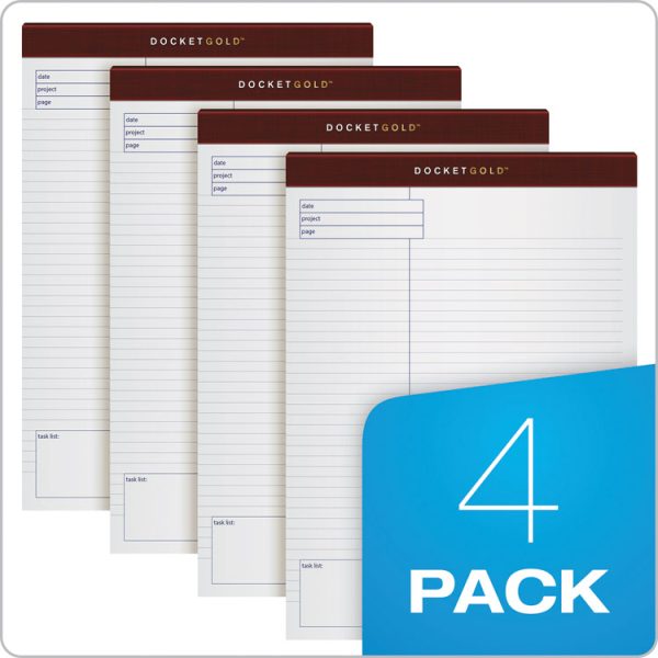 Docket Gold Planning Pads, Project-Management Format, Quadrille Rule (4 Sq/in), 40 White 8.5 X 11.75 Sheets, 4/pack - Image 7