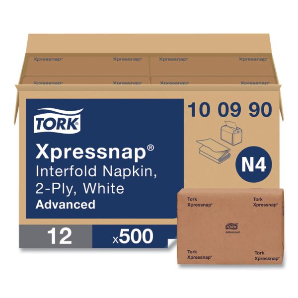 Xpressnap Interfold Dispenser Napkins, 2-Ply, 6.5 x 8.5, White, 500/Pack, 12 Packs/Carton - Image 2