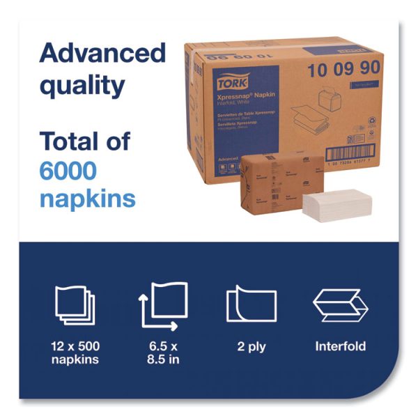 Xpressnap Interfold Dispenser Napkins, 2-Ply, 6.5 x 8.5, White, 500/Pack, 12 Packs/Carton - Image 6