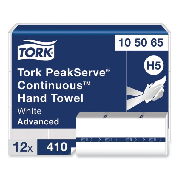 PeakServe Continuous Hand Towel, 1-Ply, 7.91 x 8.85, White, 410 Wipes/Pack, 12 Packs/Carton - Image 2