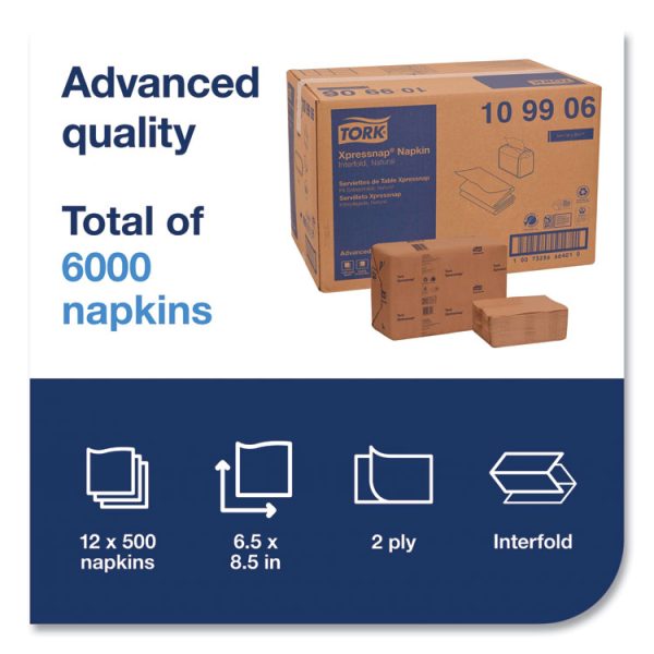 Xpressnap Interfold Dispenser Napkins, 2-Ply, 6.5 x 8.5, Natural, 500/Pack, 12 Packs/Carton - Image 4