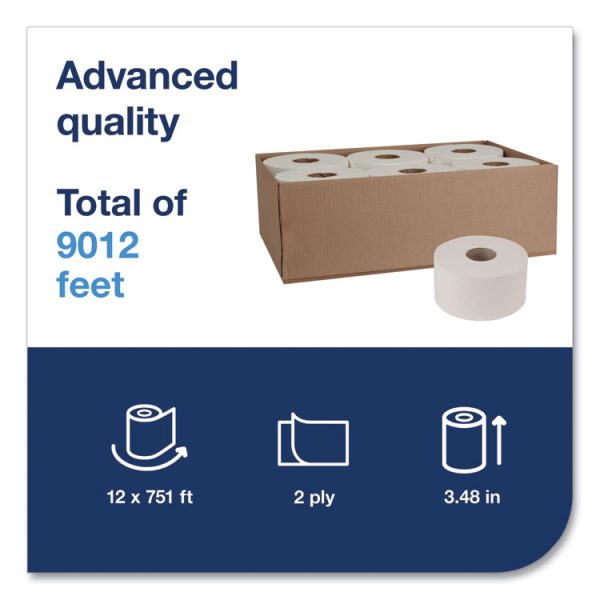 Advanced Jumbo Bath Tissue, Septic Safe, 2-Ply, White, 3.48" X 751 Ft, 12 Rolls/carton - Image 3