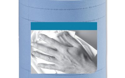 Industrial Paper Wiper, 4-Ply, 11 x 15.75, Unscented, Blue, 375 Wipes/Roll, 2 Rolls/Carton