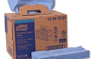 Industrial Paper Wiper, 4-Ply, 12.8 x 16.5, Unscented, Blue, 180/Carton