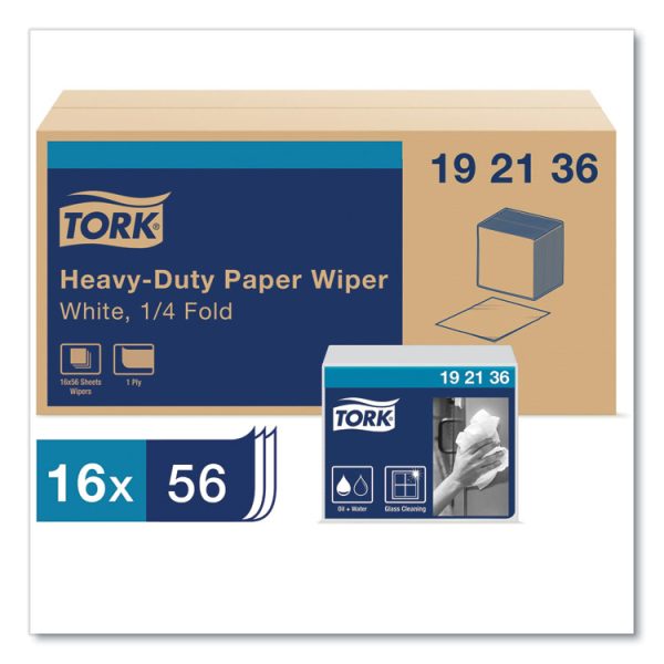Heavy-Duty Paper Wiper 1/4 Fold, 1-Ply, 12.5 x 13, White, 56/Pack, 16 Packs/Carton - Image 2