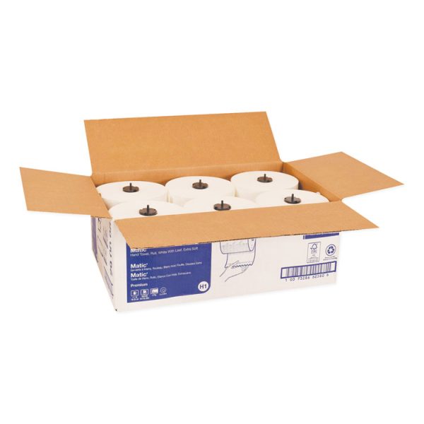 Premium Soft Matic Hand Towel Roll, 2-Ply, 7.7 x 575 ft, White, 704/Roll, 6 Rolls/Carton - Image 3