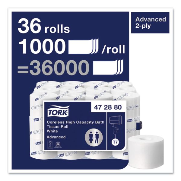 Advanced High Capacity Bath Tissue, Septic Safe, 2-Ply, Coreless, White, 1,000 Sheets/roll, 36 Rolls/carton - Image 3
