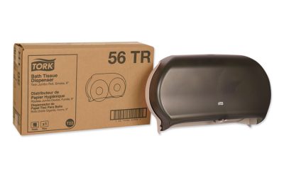 Twin Jumbo Roll Bath Tissue Dispenser, 19.29 X 5.51 X 11.83, Smoke/gray