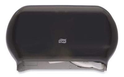 Twin Standard Roll Bath Tissue Dispenser, 12.75 x 5.57 x 8.25, Smoke