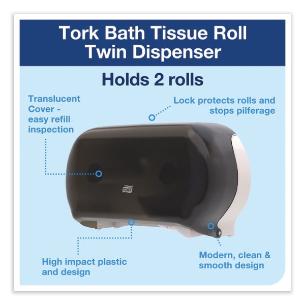 Twin Standard Roll Bath Tissue Dispenser, 12.75 x 5.57 x 8.25, Smoke - Image 2